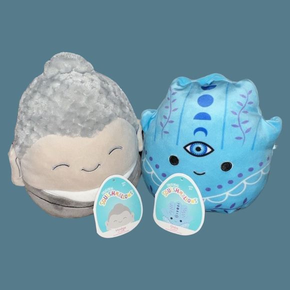 Hodge the Gray Buddha & Gisla the Hamsa 8” Squiahmallows Plush Bio Tags Included - Picture 1 of 6